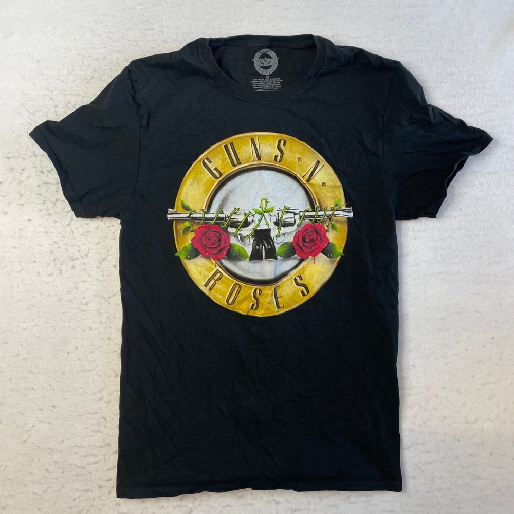 Guns N‎ Roses Graphic T-Shirt Medium Black 2021 Tour Dates Short Sleeve Cotton